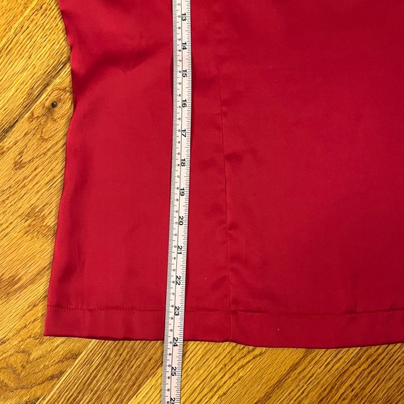 Elegant Red Satin Top with Black Beaded Detail - Picture 6 of 6